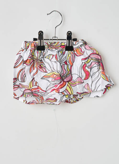 Jupe mi-longue imprimé fleurs blanc IDEO fille