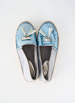 Espadrilles tissage satiné talon plat jusqu'à 3cm bleu LA STRADA femme