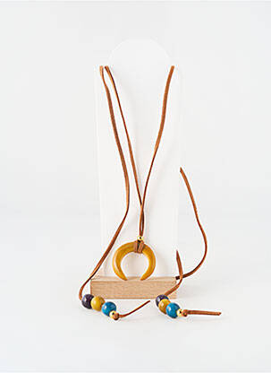 Sautoir ornement breloque / pampille marron NODOVA femme