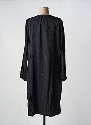 Robe mi-longue coupe fluide manches longues noir ZHENZI femme