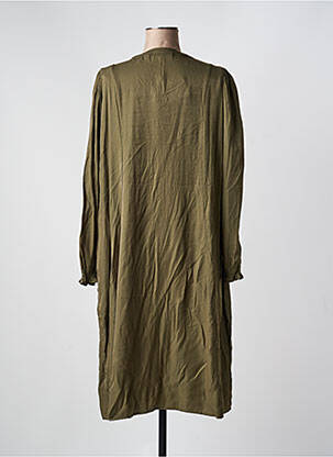 Robe mi-longue manches longues manches longues vert ZHENZI femme