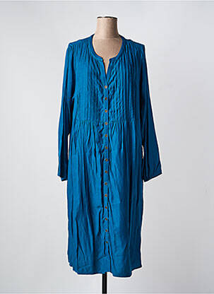 Robe mi-longue manches longues manches longues bleu ZHENZI femme