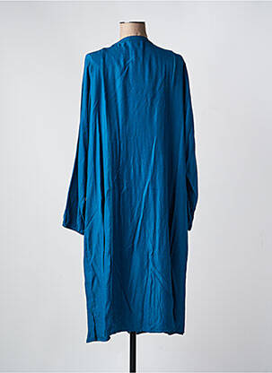 Robe mi-longue manches longues manches longues bleu ZHENZI femme