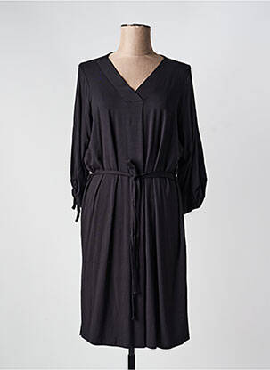 Robe mi-longue manches 3/4 manches 3/4 noir ZHENZI femme
