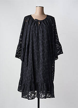 Robe mi-longue manches 3/4 manches 3/4 noir ZHENZI femme