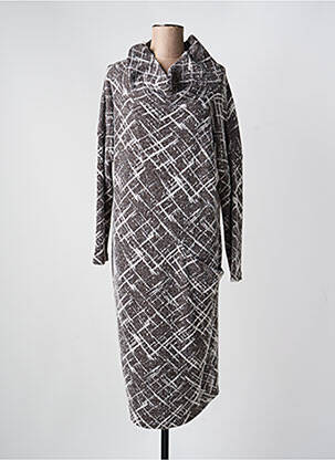 Robe mi-longue manches longues manches longues marron KOKOMARINA femme