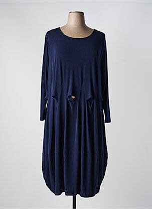 Robe mi-longue manches longues manches longues bleu KOKOMARINA femme