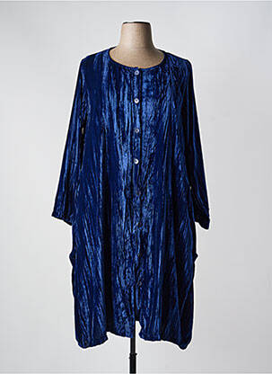 Manteau long coupe droite sans capuche bleu G!OZE femme