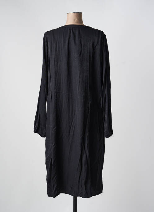 Robe mi-longue coupe fluide manches longues noir ZHENZI femme