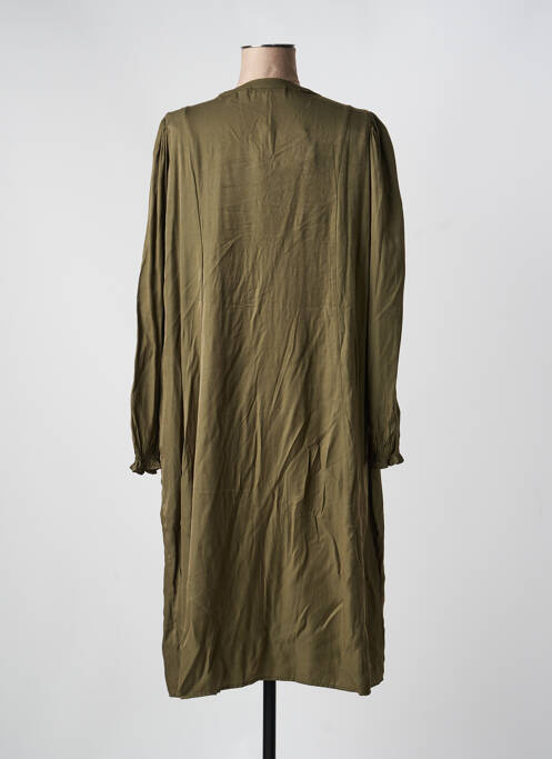 Robe mi-longue manches longues manches longues vert ZHENZI femme