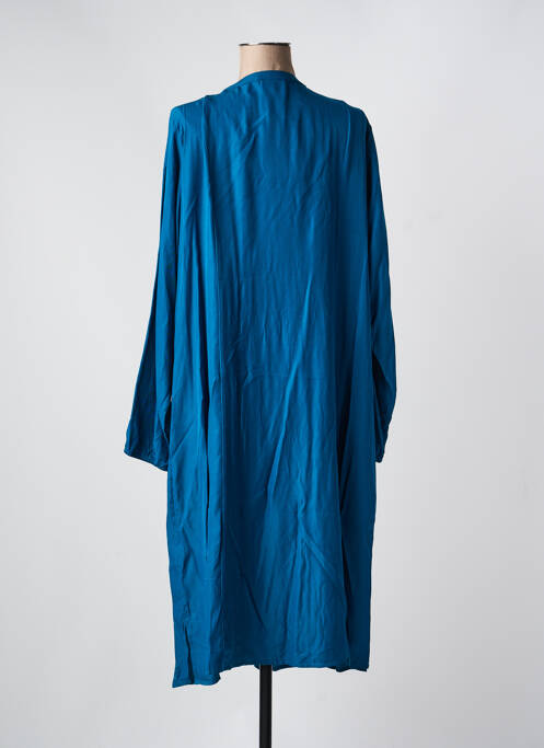 Robe mi-longue manches longues manches longues bleu ZHENZI femme