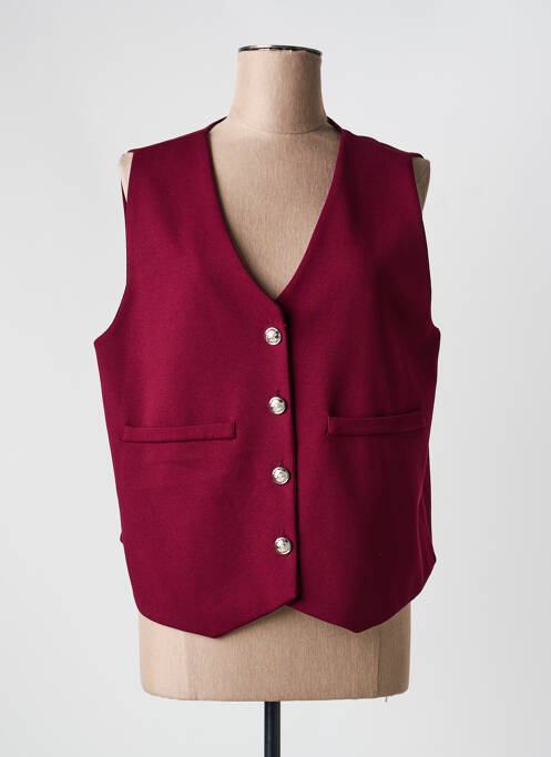 Gilet sans manche fausses poches rouge JORGIE PARIS femme