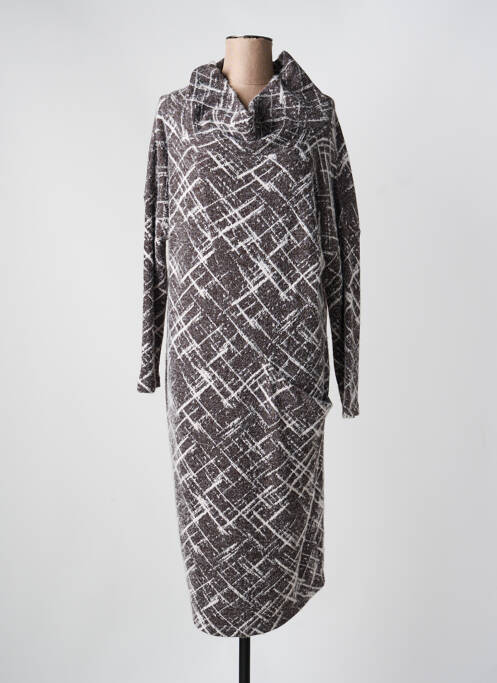 Robe mi-longue manches longues manches longues marron KOKOMARINA femme