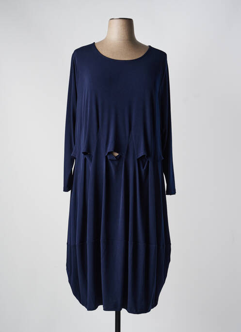 Robe mi-longue manches longues manches longues bleu KOKOMARINA femme