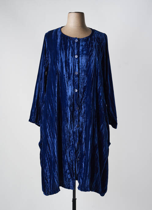 Manteau long coupe droite sans capuche bleu G!OZE femme
