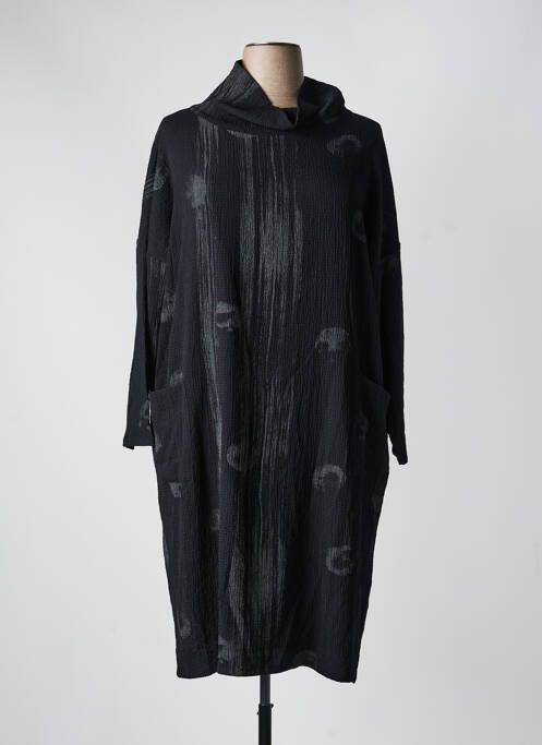 Robe mi-longue coupe fluide manches 3/4 noir KOKOMARINA femme