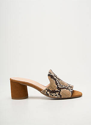 Mules/sabots bout ouvert talon de 7 à 9cm marron BELLA STORIA femme