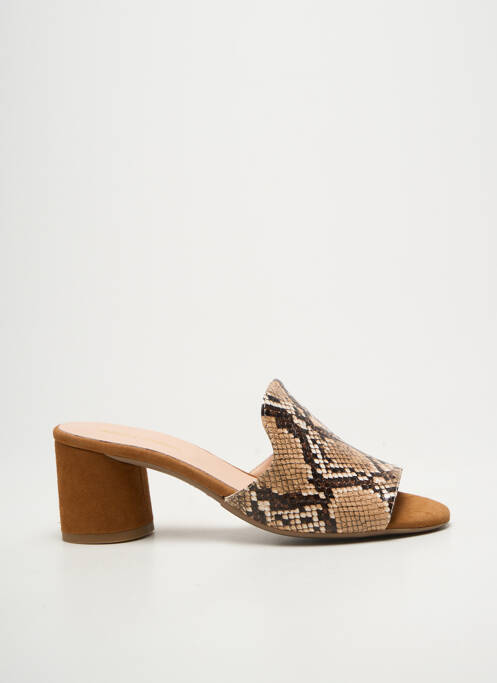 Mules/sabots bout ouvert talon de 7 à 9cm marron BELLA STORIA femme