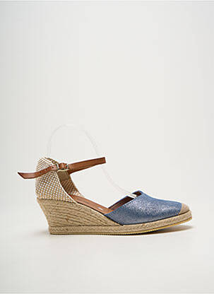 Espadrilles tissage satiné talon de 4 à 6cm bleu BELLA STORIA femme