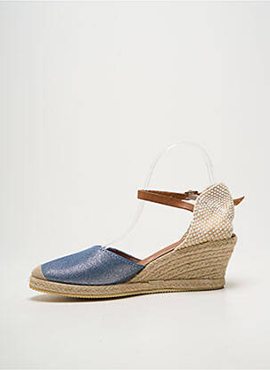 Espadrilles tissage satiné talon de 4 à 6cm bleu BELLA STORIA femme