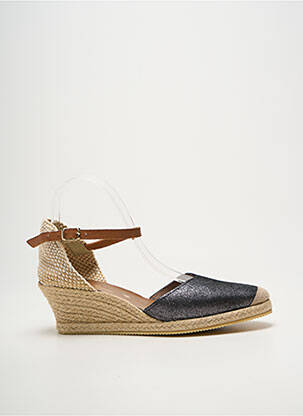 Espadrilles tissage satiné talon de 4 à 6cm noir BELLA STORIA femme