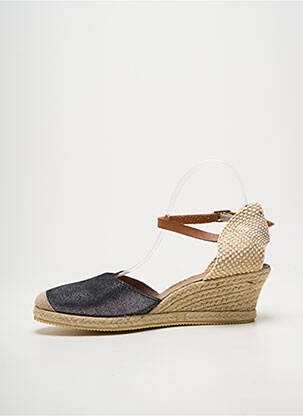 Espadrilles tissage satiné talon de 4 à 6cm noir BELLA STORIA femme