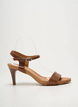 Sandales/nu pieds tissage satiné talon de 7 à 9cm marron BELLA STORIA femme