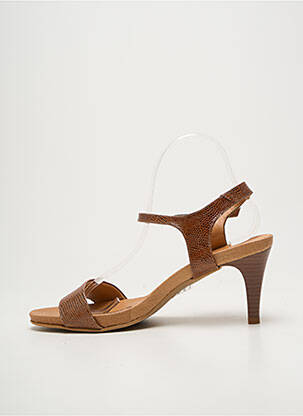 Sandales/nu pieds tissage satiné talon de 7 à 9cm marron BELLA STORIA femme