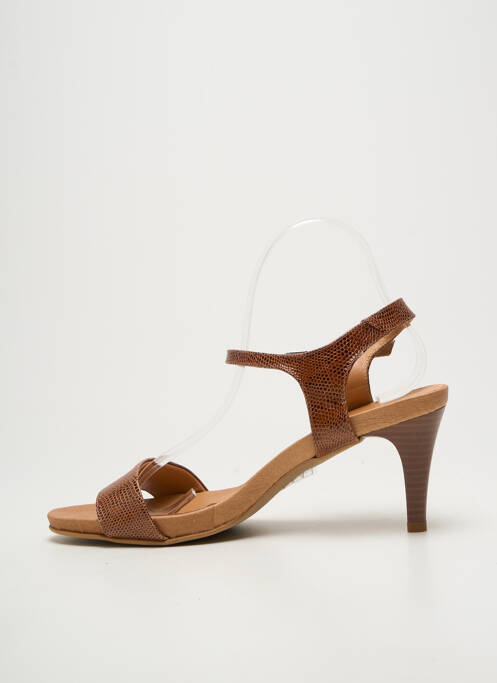 Sandales/nu pieds tissage satiné talon de 7 à 9cm marron BELLA STORIA femme