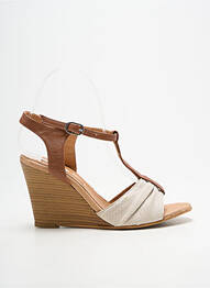 Sandales/nu pieds talon compensé talon de 7 à 9cm marron BELLA STORIA femme