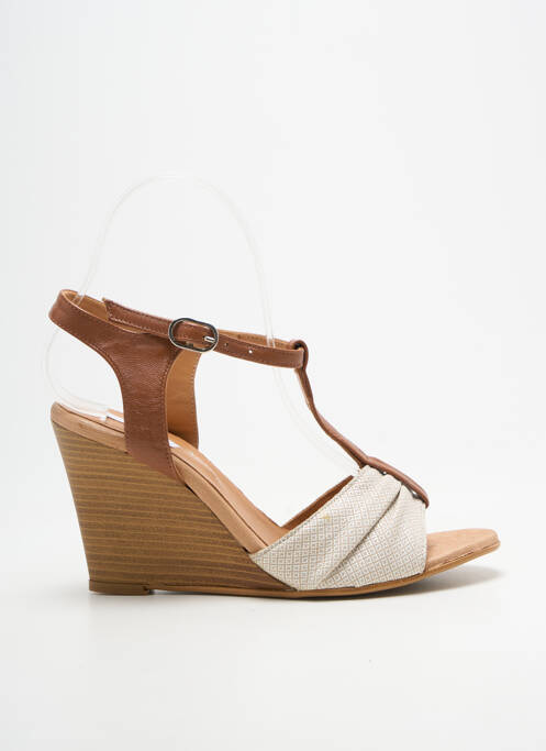Sandales/nu pieds talon compensé talon de 7 à 9cm marron BELLA STORIA femme