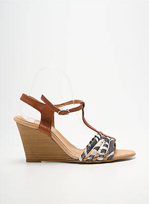 Sandales/nu pieds talon compensé talon de 7 à 9cm marron BELLA STORIA femme