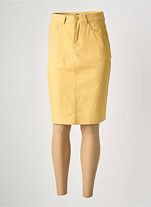 Jupe mi-longue coupe droite jaune GRIFFON femme