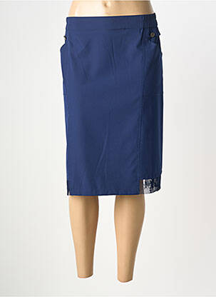 Jupe mi-longue coupe droite bleu GRIFFON femme