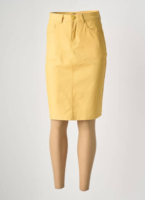 Jupe mi-longue coupe droite jaune GRIFFON femme