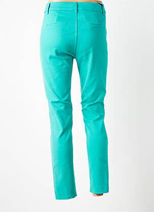 Pantalon chino fermeture zippée sous rabat boutonné taille normale bleu LEMON DRESS femme