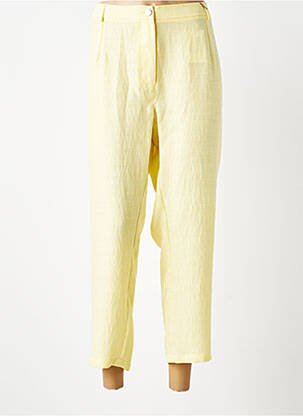 Pantalon 7/8 fermeture zippée sous rabat boutonné taille normale jaune DIANE LAURY femme
