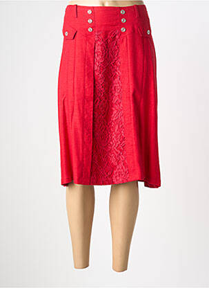 Jupe mi-longue coupe droite rouge FRANCE RIVOIRE femme