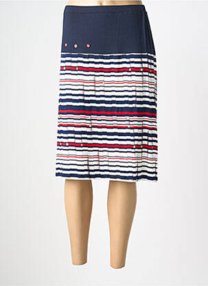Jupe mi-longue coupe droite bleu FRANCE RIVOIRE femme