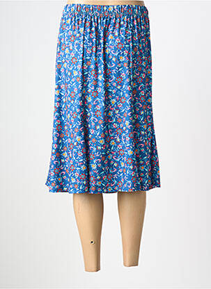 Jupe mi-longue coupe droite bleu FRANCE RIVOIRE femme