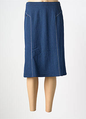 Jupe mi-longue coupe droite bleu FRANCE RIVOIRE femme