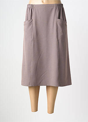 Jupe mi-longue coupe droite marron PLURIELLES femme