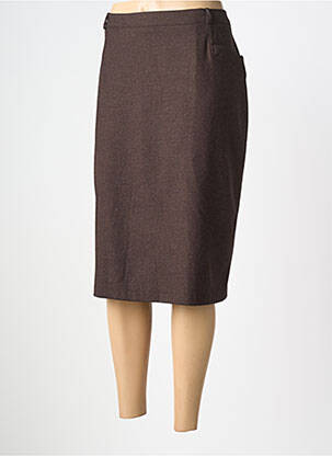 Jupe mi-longue coupe droite marron PLURIELLES femme