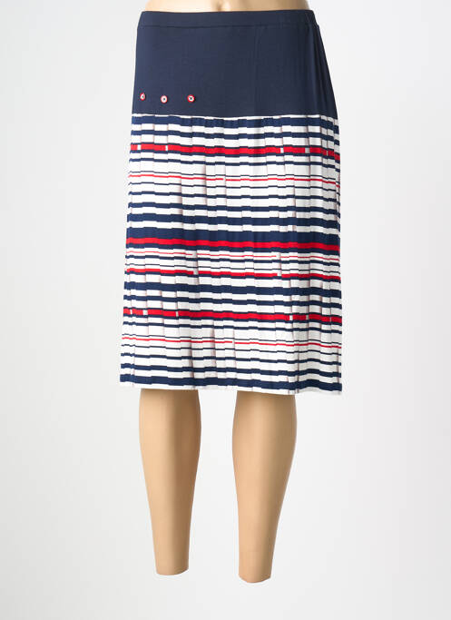 Jupe mi-longue coupe droite bleu FRANCE RIVOIRE femme