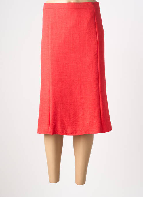 Jupe mi-longue coupe droite rouge PLURIELLES femme