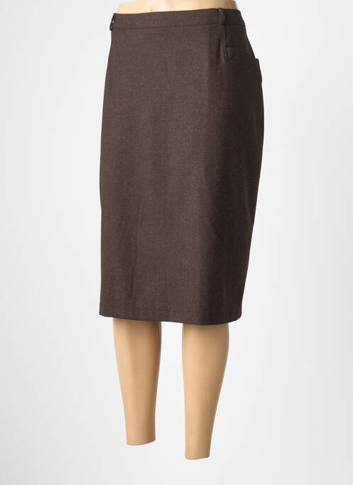 Jupe mi-longue coupe droite marron PLURIELLES femme