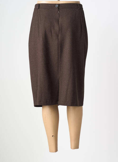 Jupe mi-longue coupe droite marron PLURIELLES femme