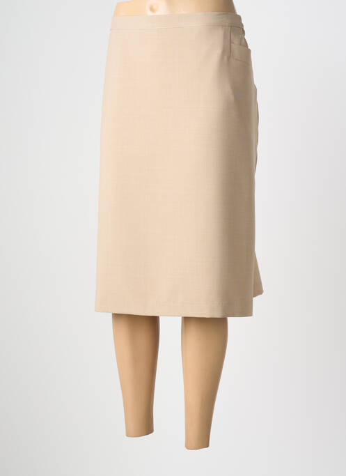 Jupe mi-longue coupe droite beige PLURIELLES femme