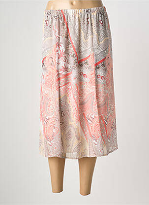 Jupe mi-longue taille normale beige GEVANA femme