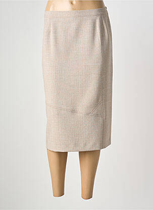 Jupe mi-longue taille à pinces beige GEVANA femme